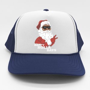 Christmas Happy Holla Days African American Santa Gift Trucker Hat