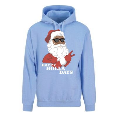 Christmas Happy Holla Days African American Santa Gift Unisex Surf Hoodie