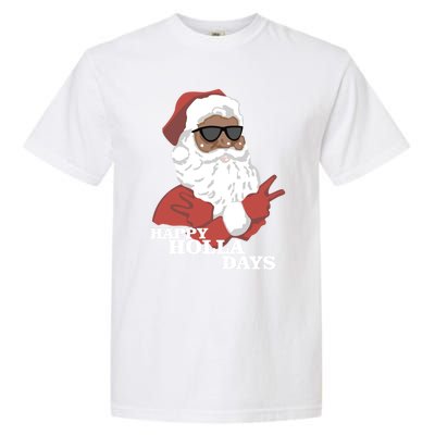 Christmas Happy Holla Days African American Santa Gift Garment-Dyed Heavyweight T-Shirt