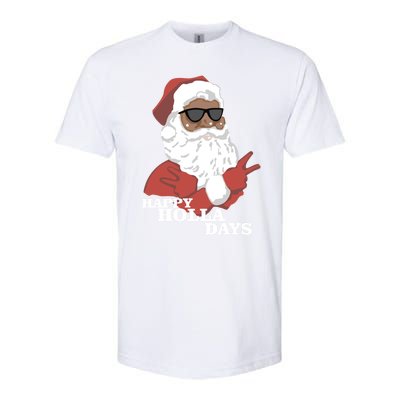 Christmas Happy Holla Days African American Santa Gift Softstyle CVC T-Shirt