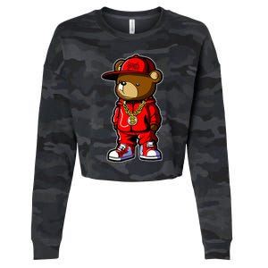 Cute Hip Hop Teddy Bear 90 Hip Hop Clothing Graffiti Cropped Pullover Crew