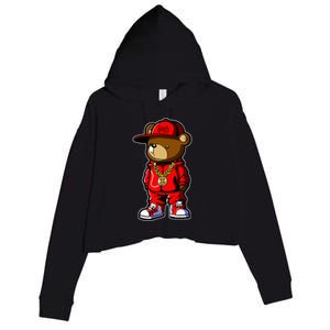 Cute Hip Hop Teddy Bear 90 Hip Hop Clothing Graffiti Crop Fleece Hoodie