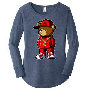 Cute Hip Hop Teddy Bear 90 Hip Hop Clothing Graffiti Women's Perfect Tri Tunic Long Sleeve Shirt