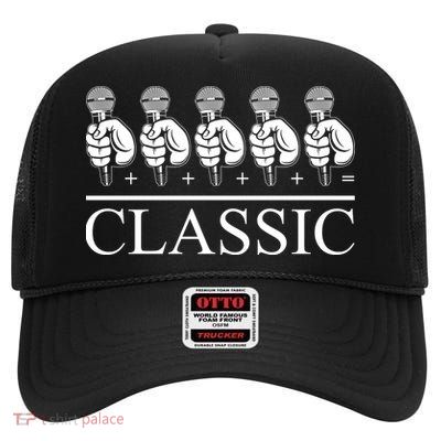 Classic Hip Hop Mic High Crown Mesh Back Trucker Hat