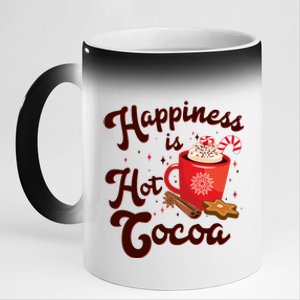 Cute Holiday Happiness Is Hot Cocoa Hot Chocolate 11oz Black Color Changing Mug