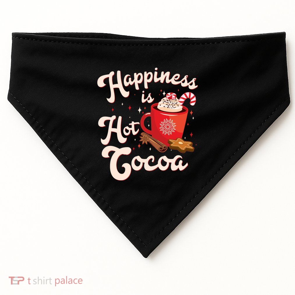 Cute Holiday Happiness Is Hot Cocoa Hot Chocolate USA-Made Doggie Bandana