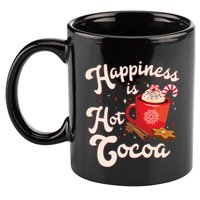 Cute Holiday Happiness Is Hot Cocoa Hot Chocolate 11oz C Handle Ceramic Mug