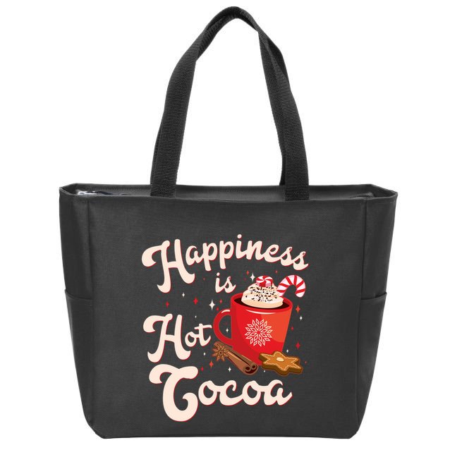 Cute Holiday Happiness Is Hot Cocoa Hot Chocolate Zip Tote Bag