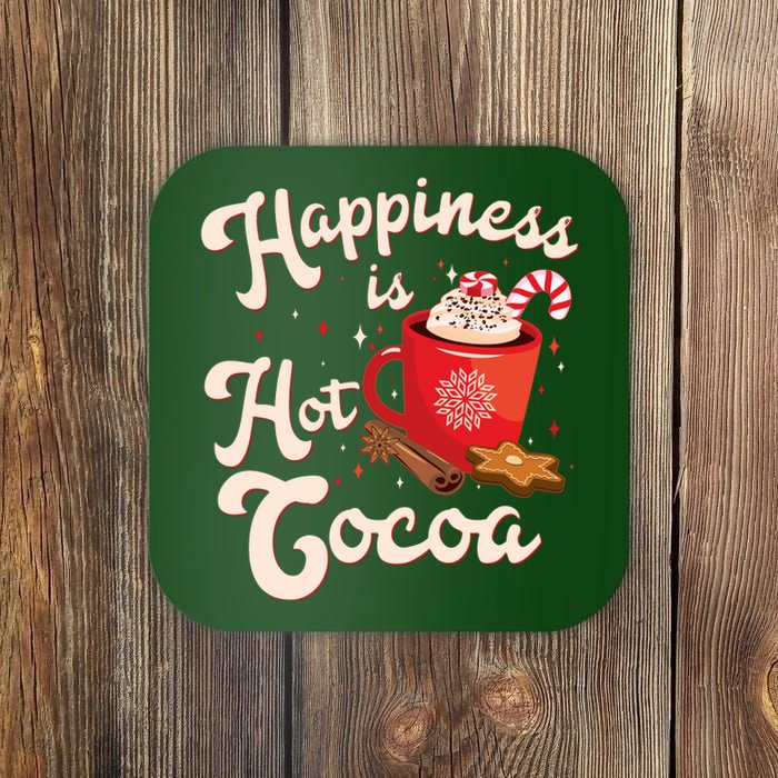 Cute Holiday Happiness Is Hot Cocoa Hot Chocolate Coaster