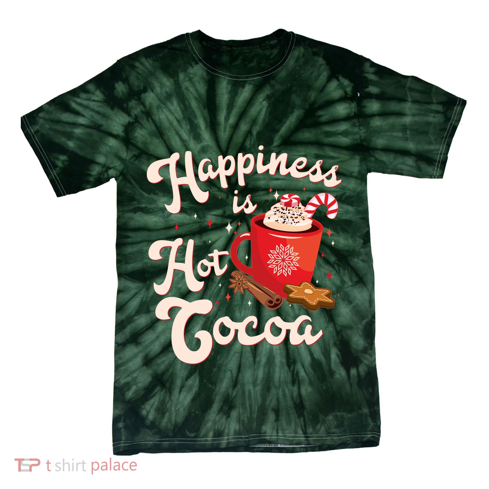 Cute Holiday Happiness Is Hot Cocoa Hot Chocolate Tie-Dye T-Shirt