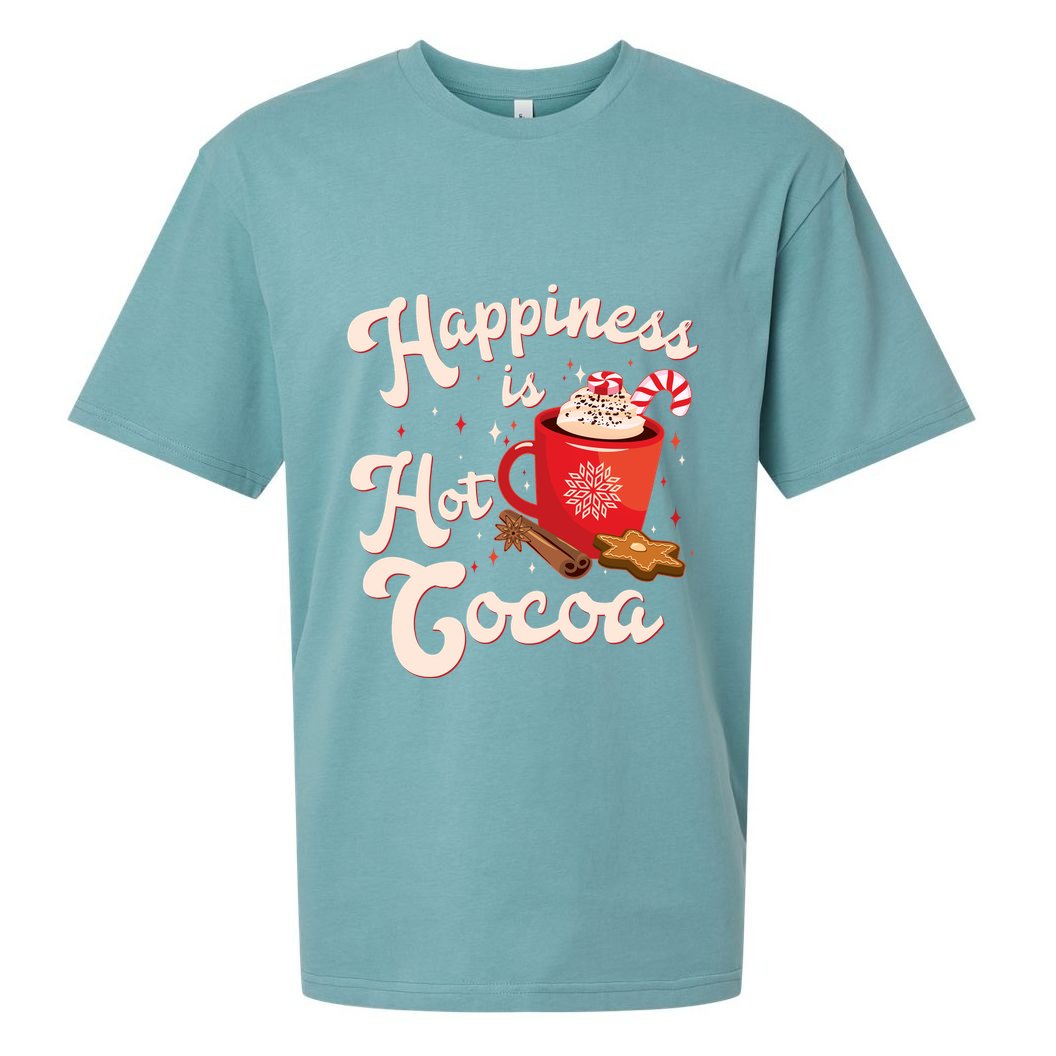 Cute Holiday Happiness Is Hot Cocoa Hot Chocolate Sueded Cloud Jersey T-Shirt