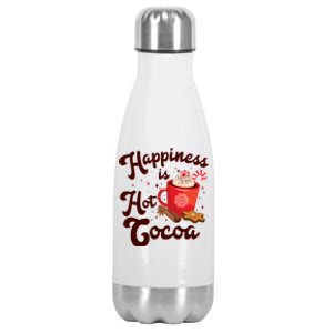 Cute Holiday Happiness Is Hot Cocoa Hot Chocolate Stainless Steel Insulated Water Bottle