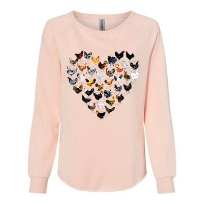 Chickens Heartshape Heart Love Farmer Chicken Lady Womens California Wash Sweatshirt