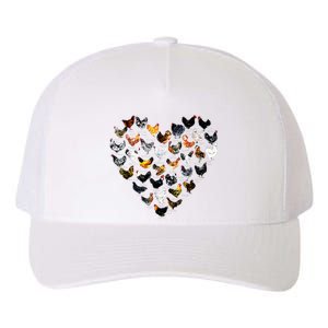 Chickens Heartshape Heart Love Farmer Chicken Lady Yupoong Adult 5-Panel Trucker Hat