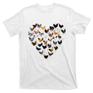 Chickens Heartshape Heart Love Farmer Chicken Lady T-Shirt