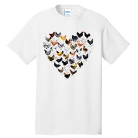 Chickens Heartshape Heart Love Farmer Chicken Lady Tall T-Shirt