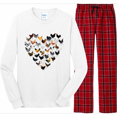 Chickens Heartshape Heart Love Farmer Chicken Lady Long Sleeve Pajama Set