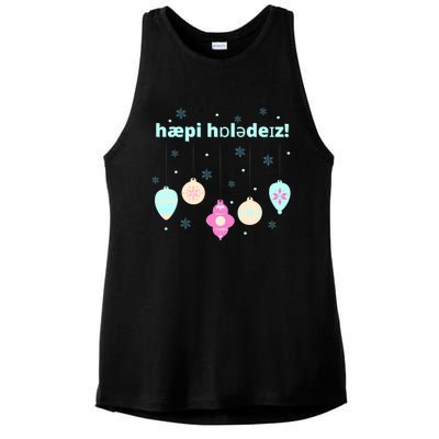 Cute Happy Holidays Speech Therapist Ipa Phonetic Slp Gift Ladies PosiCharge Tri-Blend Wicking Tank