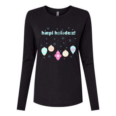 Cute Happy Holidays Speech Therapist Ipa Phonetic Slp Gift Womens Cotton Relaxed Long Sleeve T-Shirt