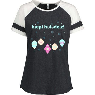 Cute Happy Holidays Speech Therapist Ipa Phonetic Slp Gift Enza Ladies Jersey Colorblock Tee