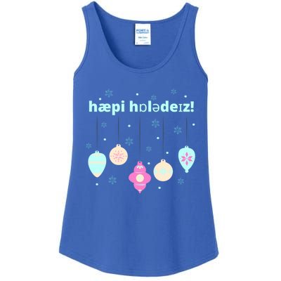 Cute Happy Holidays Speech Therapist Ipa Phonetic Slp Gift Ladies Essential Tank