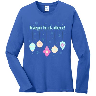 Cute Happy Holidays Speech Therapist Ipa Phonetic Slp Gift Ladies Long Sleeve Shirt