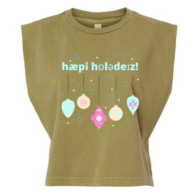 Cute Happy Holidays Speech Therapist Ipa Phonetic Slp Gift Garment-Dyed Women's Muscle Tee