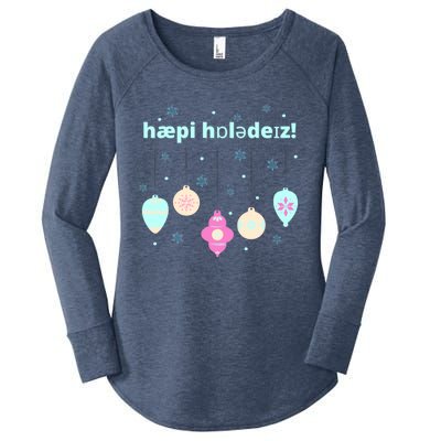 Cute Happy Holidays Speech Therapist Ipa Phonetic Slp Gift Women's Perfect Tri Tunic Long Sleeve Shirt