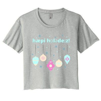 Cute Happy Holidays Speech Therapist Ipa Phonetic Slp Gift Women's Crop Top Tee