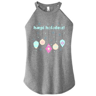 Cute Happy Holidays Speech Therapist Ipa Phonetic Slp Gift Women’s Perfect Tri Rocker Tank