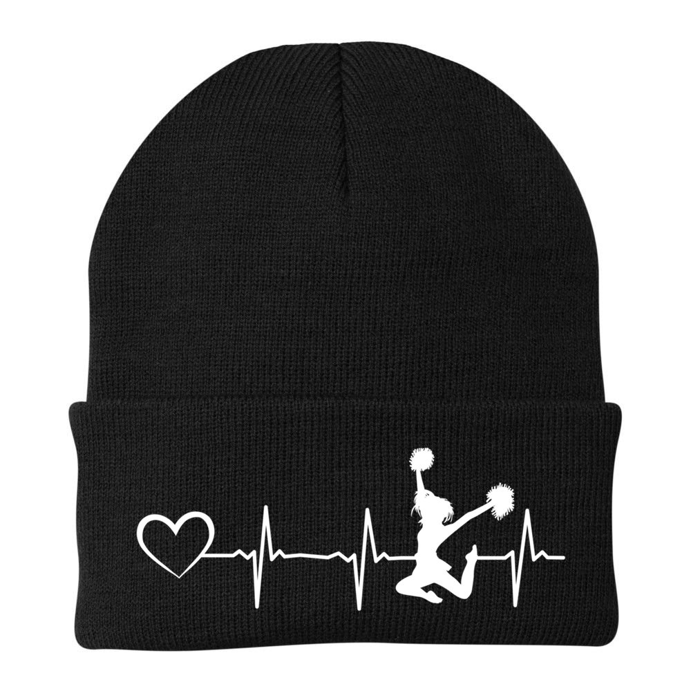 Cheerleading Heartbeat Heart Cheerleader Sports Cheerleading Meaningful Gift Beanie