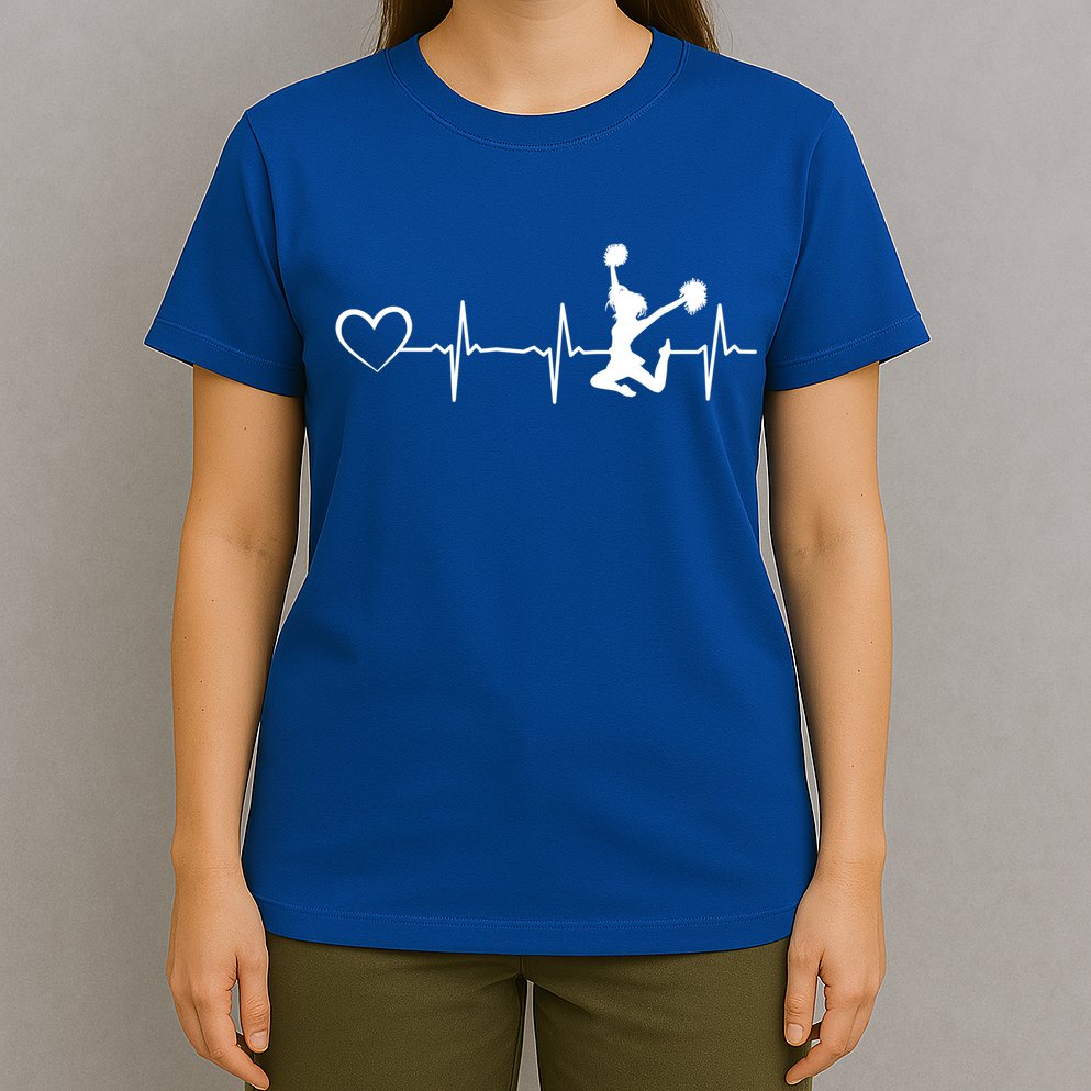 Cheerleading Heartbeat Heart Cheerleader Sports Cheerleading Meaningful Gift T-Shirt