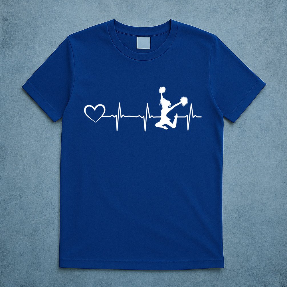 Cheerleading Heartbeat Heart Cheerleader Sports Cheerleading Meaningful Gift T-Shirt