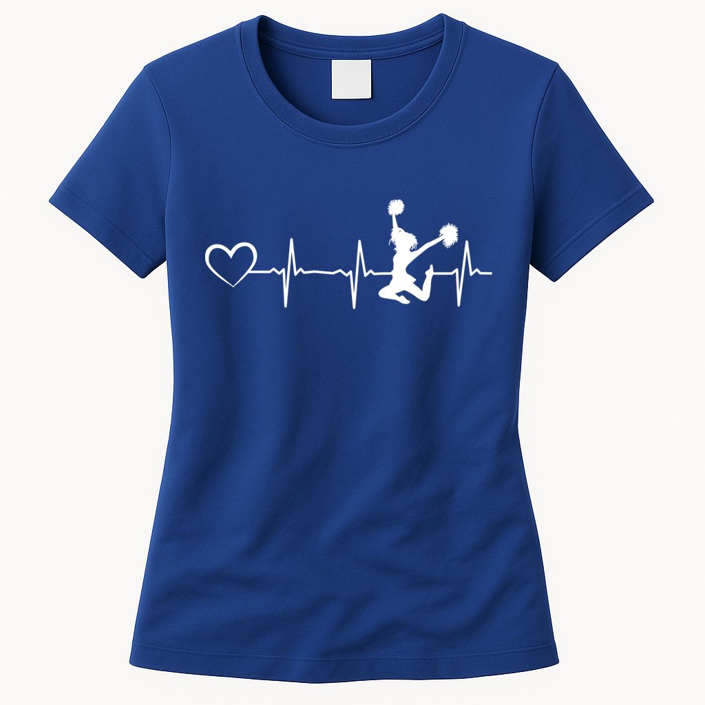 Cheerleading Heartbeat Heart Cheerleader Sports Cheerleading Meaningful Gift Womens T-Shirt