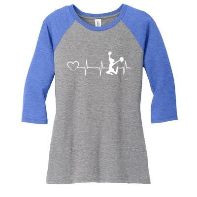 Cheerleading Heartbeat Heart Cheerleader Sports Cheerleading Meaningful Gift Women's Tri-Blend 3/4-Sleeve Raglan Shirt