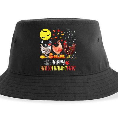 Chicken Halloween Happy Hallothanksmas Autumn Thanksgiving Sustainable Bucket Hat