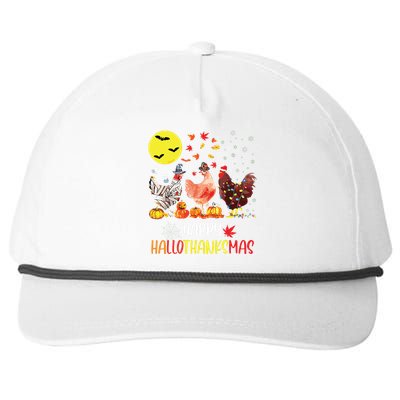 Chicken Halloween Happy Hallothanksmas Autumn Thanksgiving Snapback Five-Panel Rope Hat