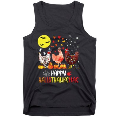 Chicken Halloween Happy Hallothanksmas Autumn Thanksgiving Tank Top