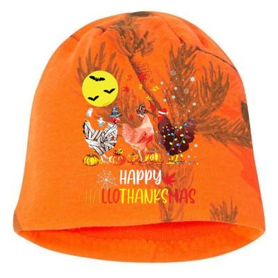 Chicken Halloween Happy Hallothanksmas Autumn Thanksgiving Kati - Camo Knit Beanie