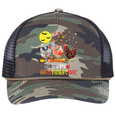 Chicken Halloween Happy Hallothanksmas Autumn Thanksgiving Retro Rope Trucker Hat Cap