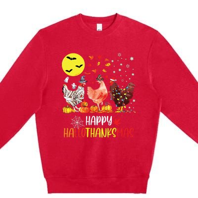 Chicken Halloween Happy Hallothanksmas Autumn Thanksgiving Premium Crewneck Sweatshirt