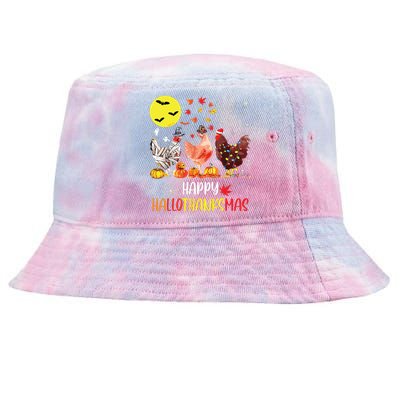 Chicken Halloween Happy Hallothanksmas Autumn Thanksgiving Tie-Dyed Bucket Hat