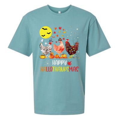 Chicken Halloween Happy Hallothanksmas Autumn Thanksgiving Sueded Cloud Jersey T-Shirt