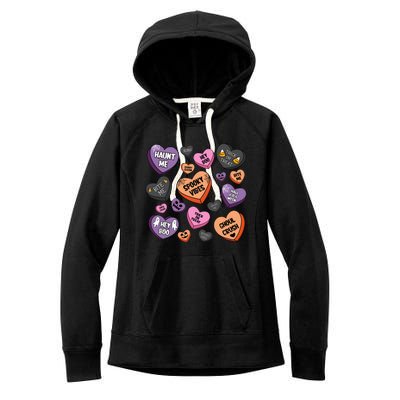 Candy Hearts Halloween Funny Halloween Holiday Season Women's Fleece Hoodie