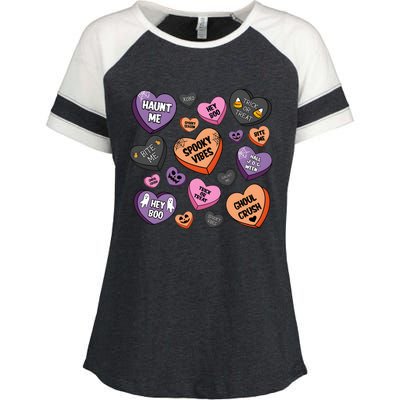 Candy Hearts Halloween Funny Halloween Holiday Season Enza Ladies Jersey Colorblock Tee