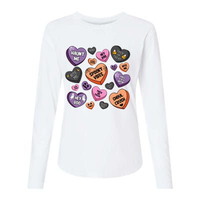 Candy Hearts Halloween Funny Halloween Holiday Season Womens Cotton Relaxed Long Sleeve T-Shirt