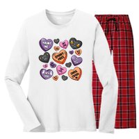 Candy Hearts Halloween Funny Halloween Holiday Season Women's Long Sleeve Flannel Pajama Set 