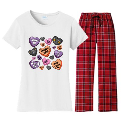 Candy Hearts Halloween Funny Halloween Holiday Season Women's Flannel Pajama Set