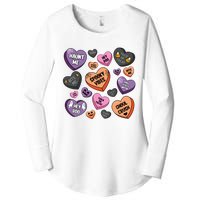 Candy Hearts Halloween Funny Halloween Holiday Season Women's Perfect Tri Tunic Long Sleeve Shirt