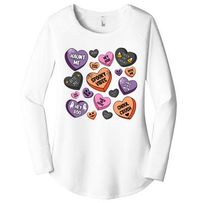 Candy Hearts Halloween Funny Halloween Holiday Season Women's Perfect Tri Tunic Long Sleeve Shirt